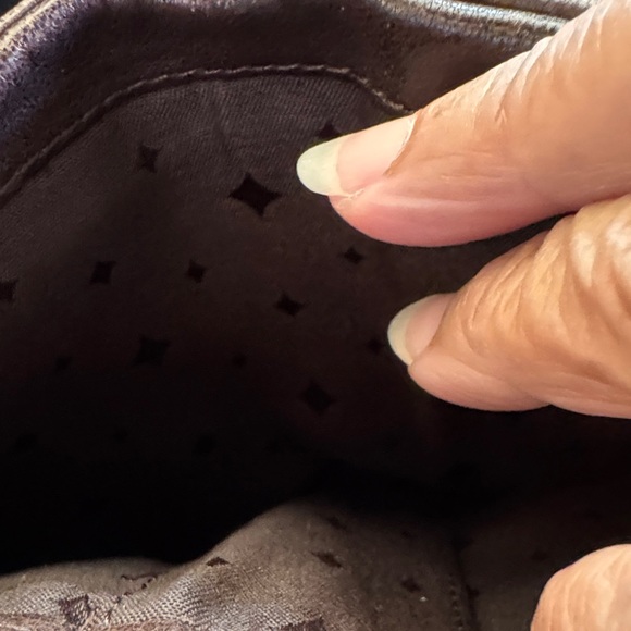 Fossil Dark Brown Leather Pouch with Gold Plate - Picture 4 of 7